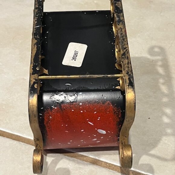 Metal Christmas Santa Sleigh Hand Painted Red Holiday Decor Snowmen Tree 8.5"x4" - Picture 7 of 12